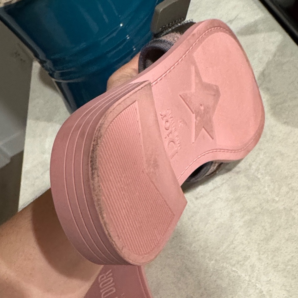 Dior Pink Logo Slide Sandals - Picture 4 of 4